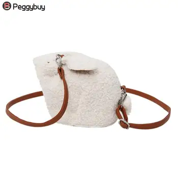 

Cute Rabbit Shape Women Fleece Handbags 2018 Trendy Girl Shoulder Crossbody Bag Casual Zipper Messenger Bags Mini Solid Handbags