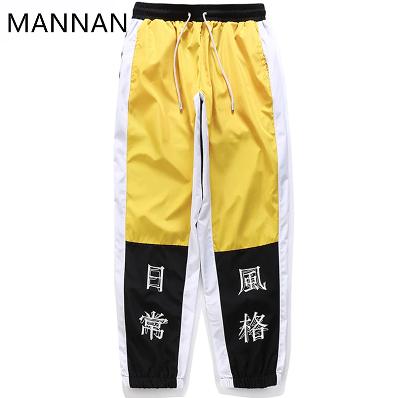 Мужские брюки в стиле хип-хоп MANNAN, новинка, модные штаны-шаровары с принтом китайского персонажа, уличные мужские повседневные брюки для бега, спортивные штаны