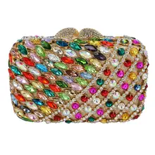 Fabrik Verkauf Luxus Kristall Diamant Kupplungen Multicolor Frauen Abendtasche Fuschia Strass Hochzeit Bankett Handtasche SC497