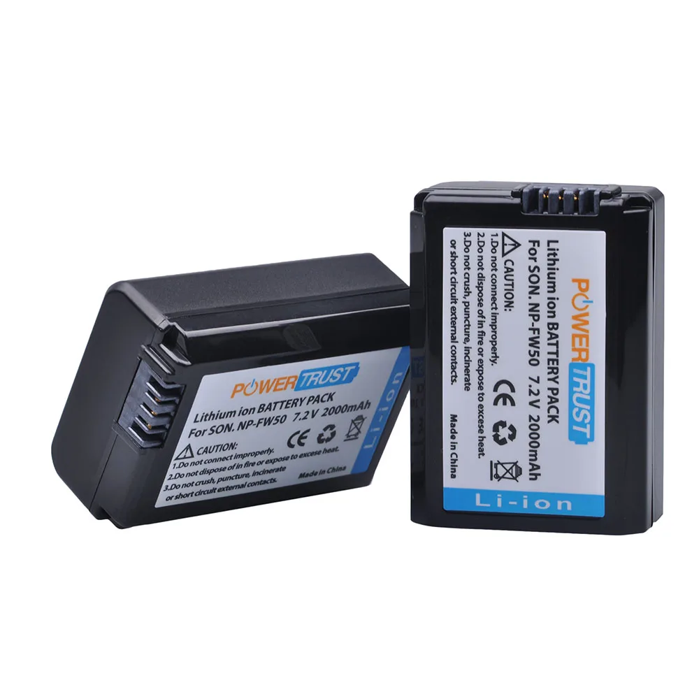 2Pcs 2000mAh NP FW50 NP FW50 NPFW50 Battery for Sony A6500 Alpha 7 7R