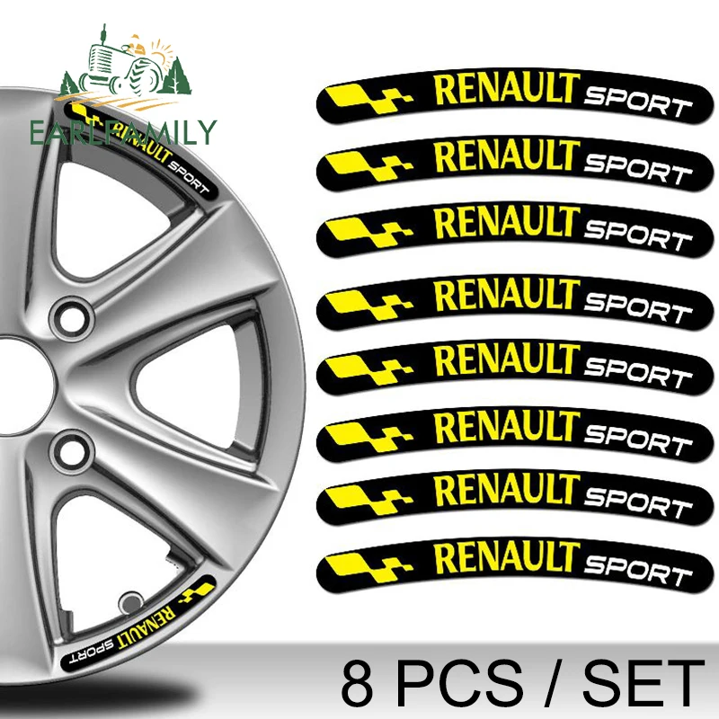 EARLFAMILY, 13 см x 1,3 см, 8x, для Renault Sport, обод, наклейка, s, колеса, полосы, набор, эмблема, для автомобиля, мотоцикла, тюнинг, наклейка, плоский клей, наклейка - Название цвета: Style A