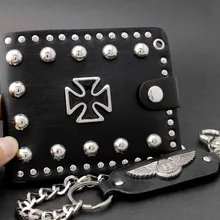 Мужские Кожаные Байкерские Кошельки в стиле панк с цепочкой LW-12