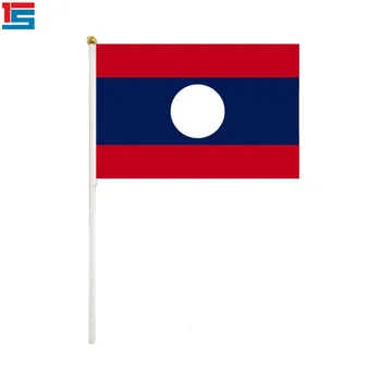 

50pcs/lot Laos flag 14 x 21cm and shaking flag with Plastic Pole