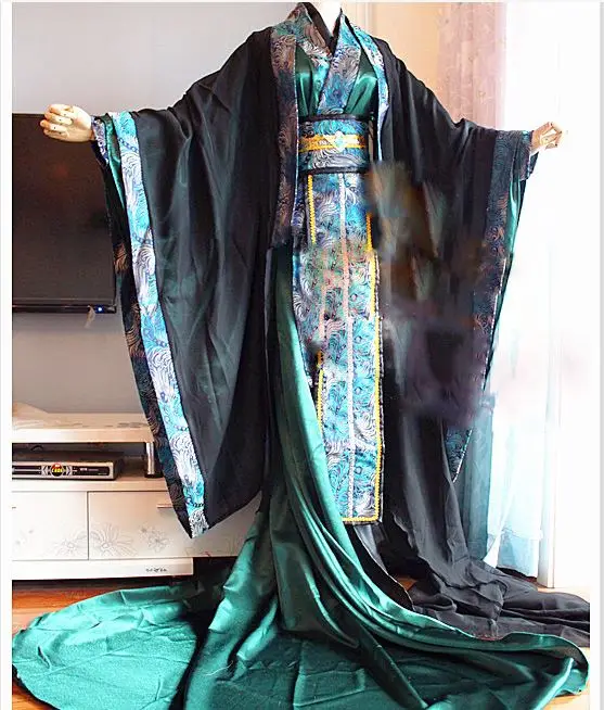 SinGyoku Guardian BL/Новый мужской костюм кунлун Бог Павлин зеленый Hanfu длинный хвост Cos Qi