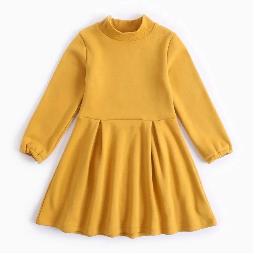 

2018 Girls Winter Warm Thick Dress Girls Long Sleeve Princess Perform Dance School Fashion Winter Dress Kid Clothes Hot Sale