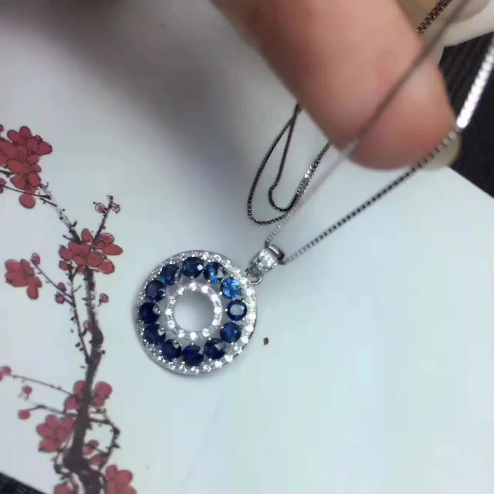 Верность естественно 3 мм сапфир s925 серебро круглыми подвесками модные fine jewelry gfit для женщин натуральный синий драгоценный камень