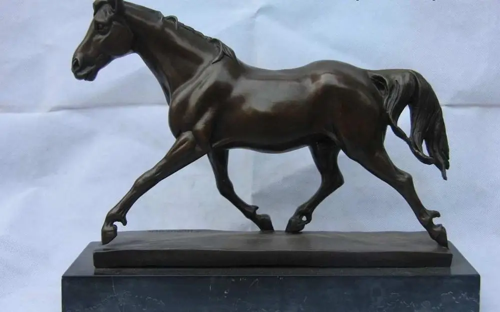 

Classic Bronze Sculpture Lucky Mustang Running Horse Art statue base of Marble