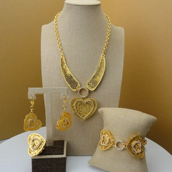 

Yuminglai New Design Gold Color Luxury Dubai Jewlries Unique Design Ladies African Jewelry Set FHK5561