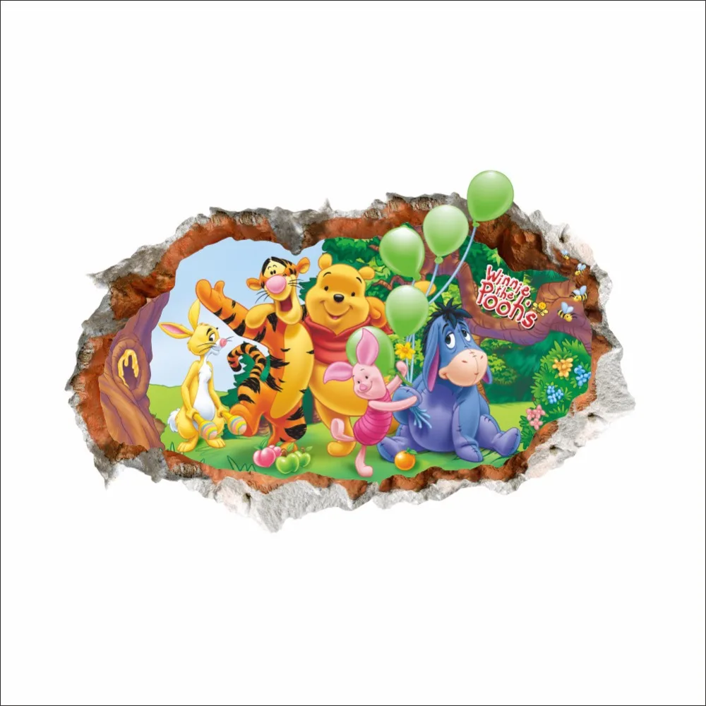 

3D view Winnie the Pooh Girls gift kids room decor Wall sticker wall decals PVC