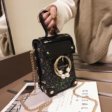 Дизайн, Хит, Женская мини-сумка, для девушек, с жемчужинами, заклепками, блестками, через плечо, сумка через плечо, широкий плечевой ремень, сумка для ключей из искусственной кожи