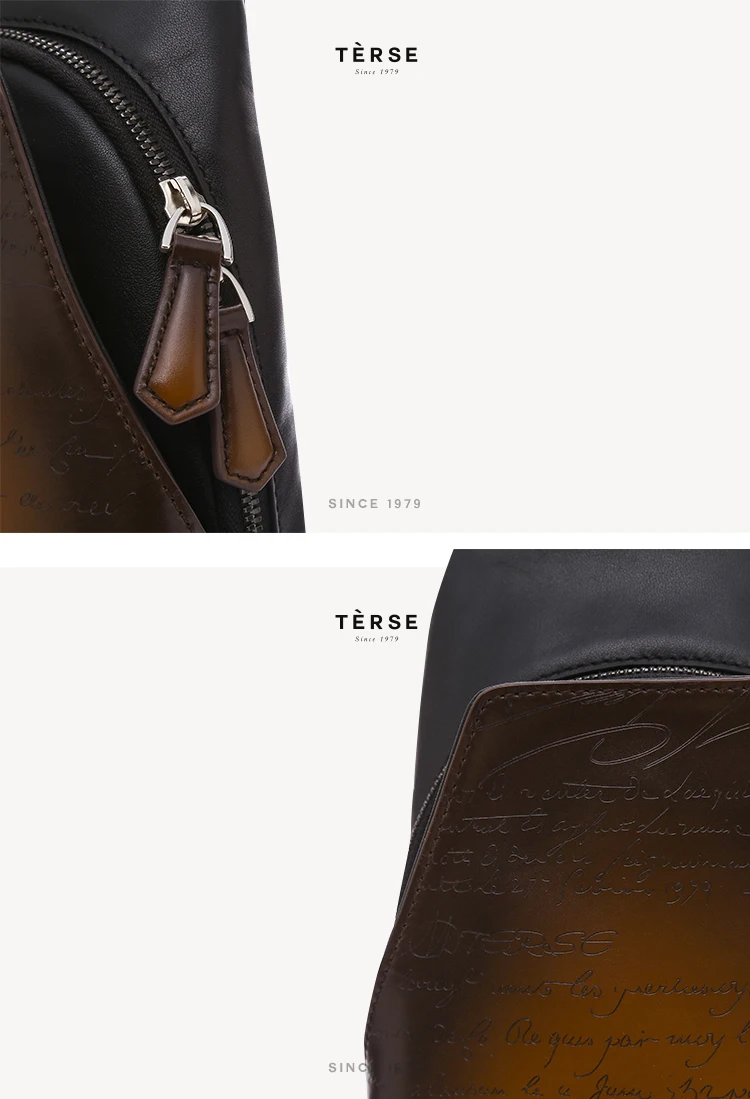 TERSE Новая мужская нагрудная сумка через плечо сумка ручной работы из натуральной кожи с гравировкой Повседневная модная мужская сумка 9640-1