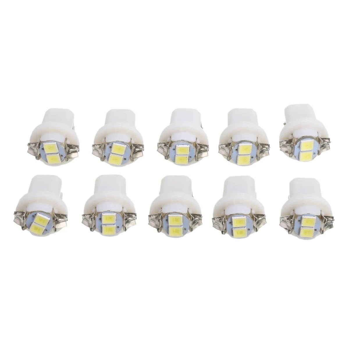 10pcs/set High Bright White T5 B8.5D 3528 2 LED Car Dash Gauge Cluster Instrument Panel Wedge Light Bulb Dashboard Lamp