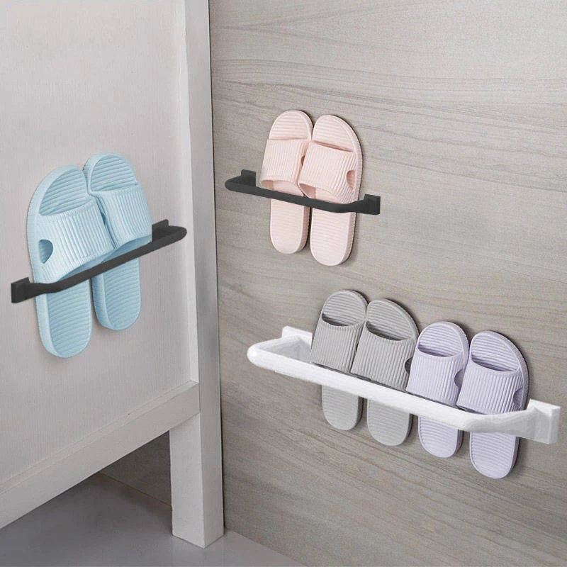

Wall-mounted Shoes Storage Rack Bathroom Slippers Racks Free Punching Kitchen Tool Bathroom Towel Storage Holders