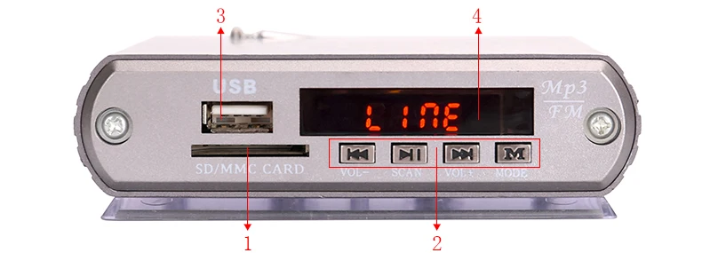 kinter A5 Hifi mini pre amplifier for active speaker or headphone with USB SD FM radio led digital display remote control support DC12V power input silver plastic enclosure  (6)