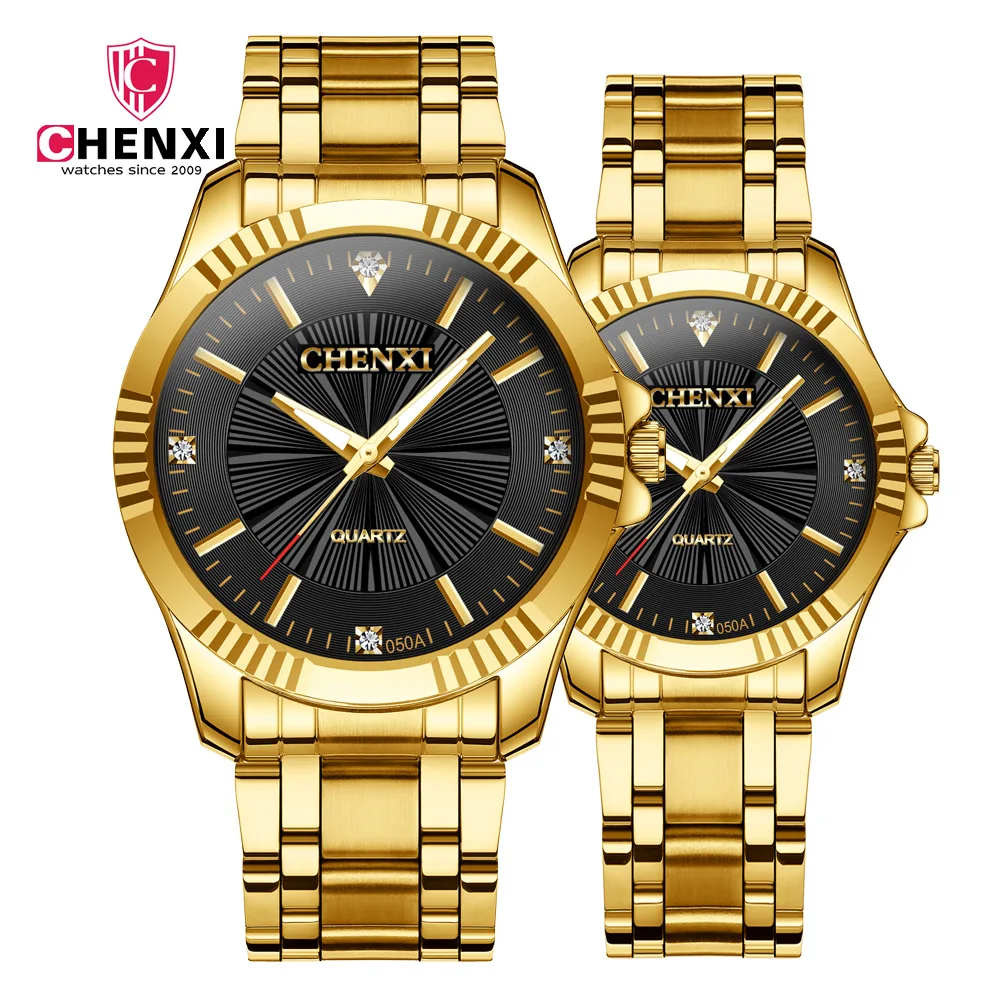 CHENXI Luxury Gold Watch Men Women Fashion Top Brand Quartz Watches Business Lover's Wristwatch Male Clocks Relogio Masculino