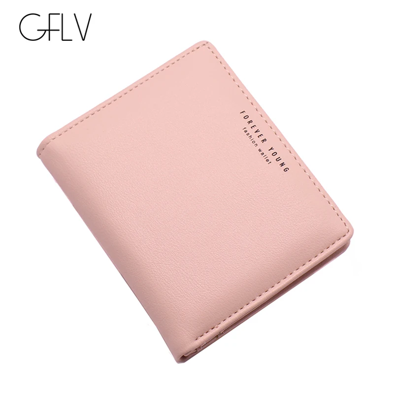 

GFLV Brand New Short Wallet Women Forever Young Fashion Wallet Letter Purse Zipper Coin Purse Hasp PU Leather Wallet Thin Purse