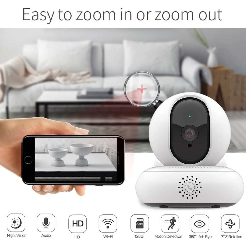 Wireless Security Camera Wifi Internet Network HD 1080P H.264 Video PTZ Camera IP/NTP Night Vision Kid Monitor Mini Wifi Camera