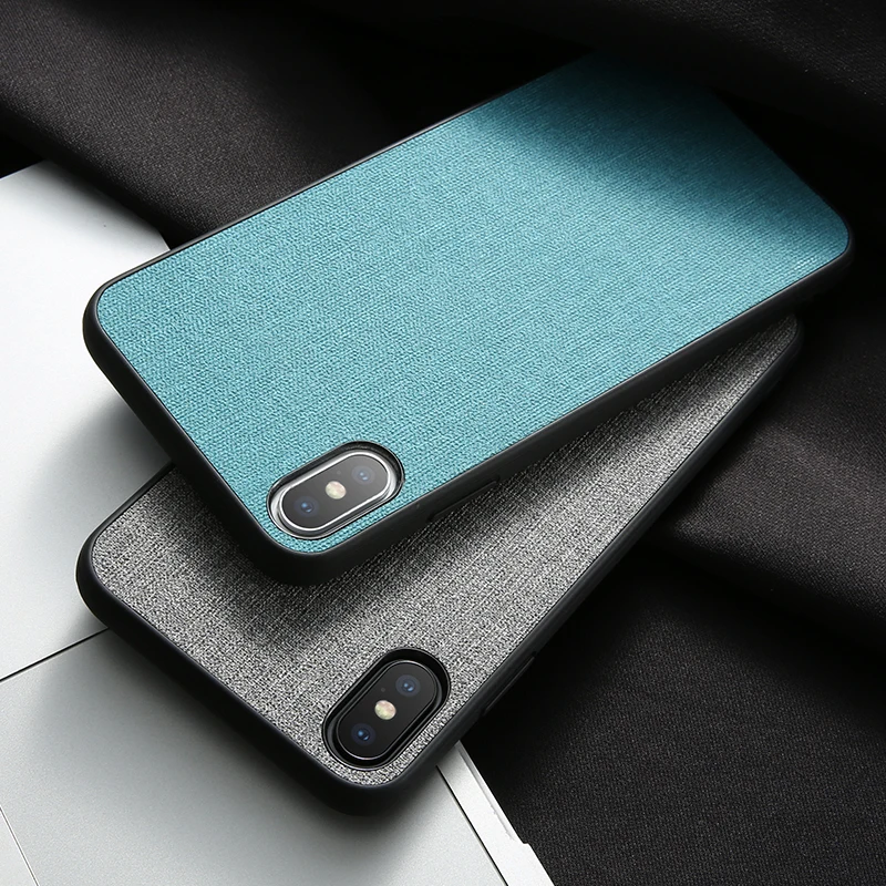 FLOVEME Classic Cloth Case For iPhone XS Max XR Luxury Soft Silicone Phone Cases For iPhone X 7 8 Plus 6 6s Fabric Cover Coque
