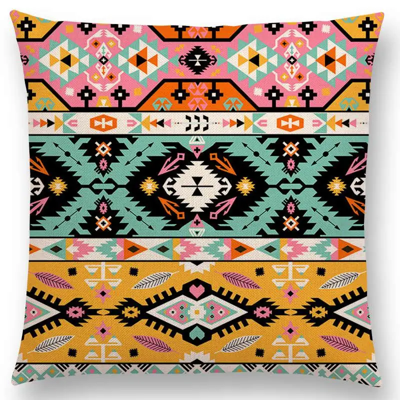 Бохо Пейсли восточный цветочный узор Navajo геометрические принты Фэнтези Лепесток Цветы Великолепная подушка для дивана бросок наволочка - Цвет: a021202