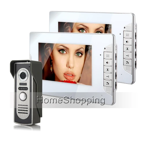 

Brand New 7 inch Color Screen Video Intercom Door Phone 700TVL Door Bell Camera + 2 White Monitors Unlock System FREE SHIPPING