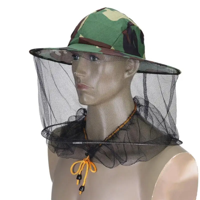 

Camouflage Fishing Hat Bee Keeping Insects Mosquito Net Prevention Cap Mesh Fishing Cap Outdoor Sunshade Neck Head Cover