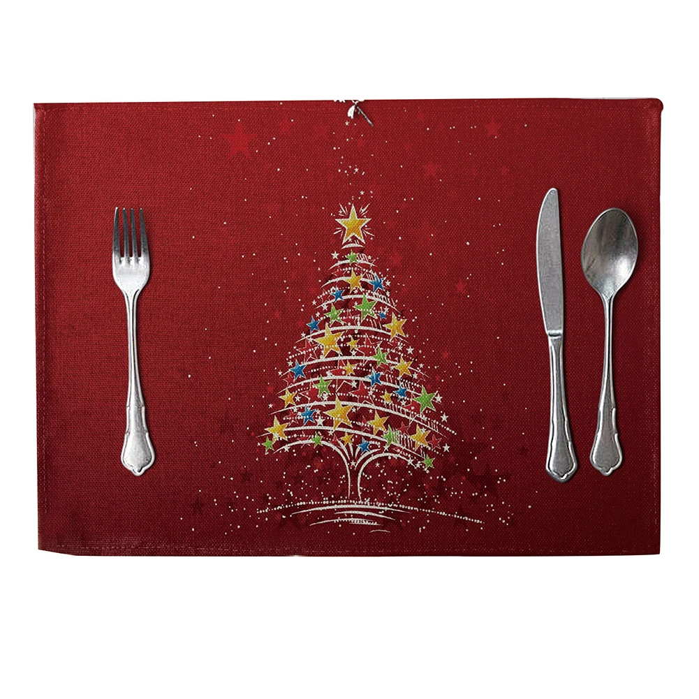 Christmas Tree Heat Insulation Mat Linen Placemat Kitchen Dining Table Decor Christmas Tree Heat Insulation Mat Linen Placemat Kitchen Dining Table Decor