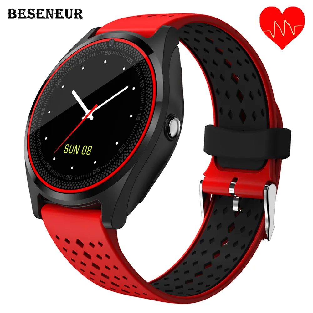 Beseneur V9 HR Смарт часы с Камера монитор сердечного ритма Bluetooth Smartwatch sim карты