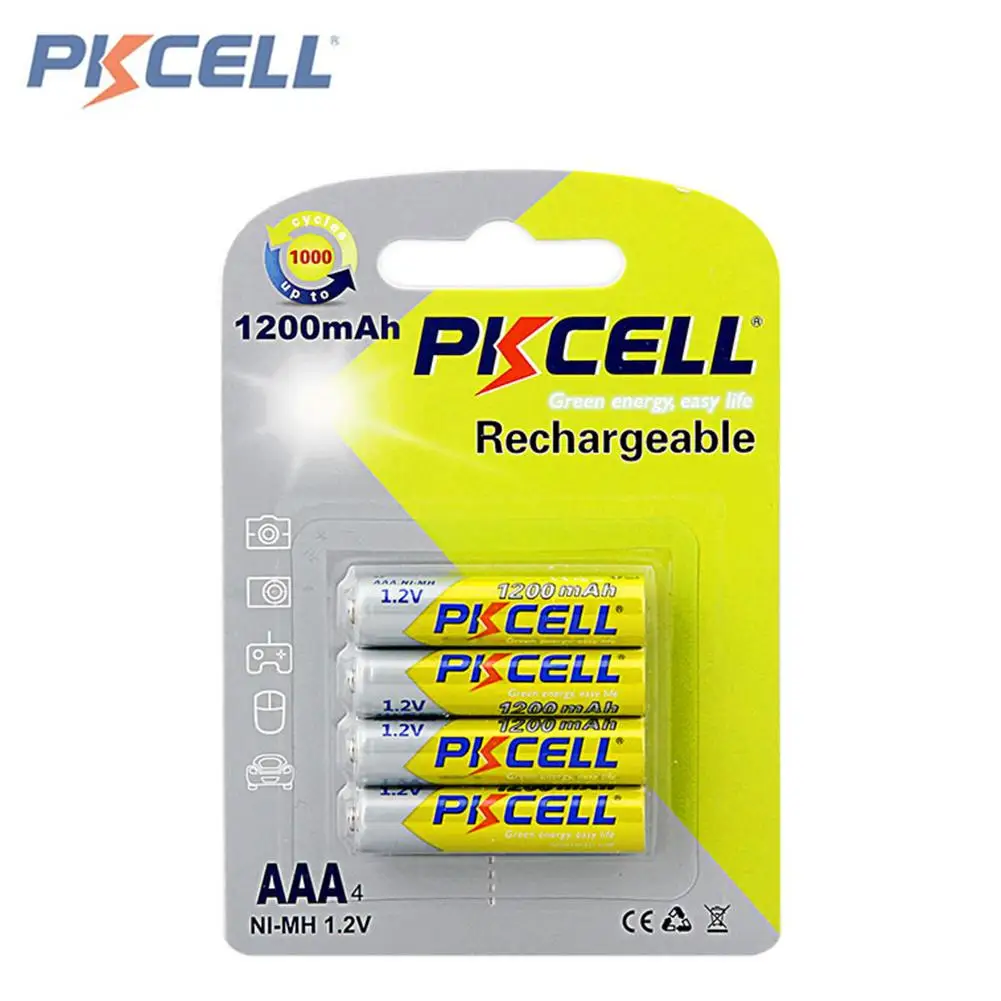 

PKCELL 4PCS/Set Cycles 1200times Pre-charged NIMH AAA 1.2V 1200mAh Rechargeable Battery For Digital Camera Portable Video
