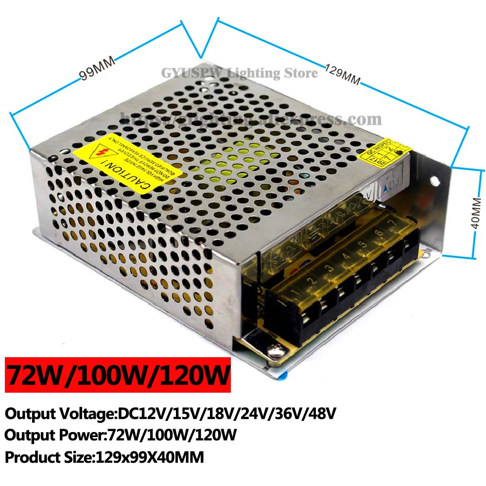 Источник питания DC 12 В 15 в 18 в 24 в 36 в 48 в 48 Вт 60 Вт 72 Вт 100 Вт 120 Вт 150 Вт 180 Вт 200 Вт DC12V Трансформатор SMPS для светодиодных лент лампы CCTV