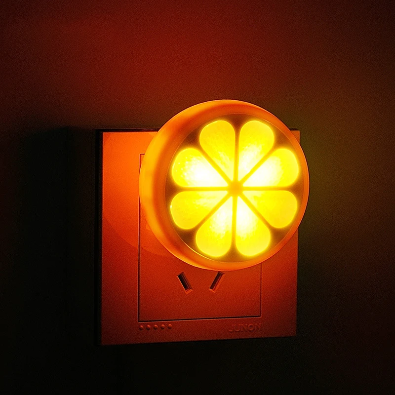 1pc Creative Orange Shape LED Night Light AC90240V Bedside Lamp Smart LED Light Sensor Night