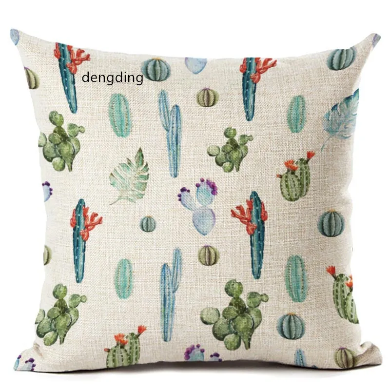 

soft pillow Tropical Plant Cactus Cotton Linen Decorative Pillowcase Cactus Pillow Case Cover