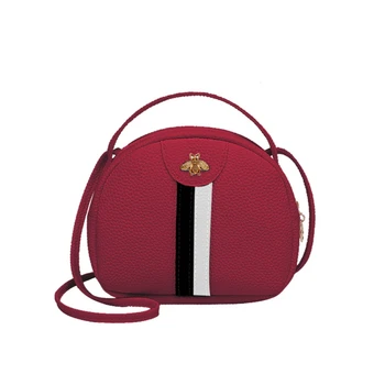 

Fashion Trend Lady Bee Metal Messenger Bag Color Striped Stitching Bag Portable Coin Purse New Product Shoulder Crossbody Bags