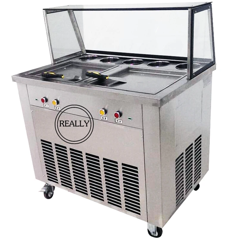 

110V roll fry ice cream machine with one compressor with five fruits topping with 220V Ship by sea