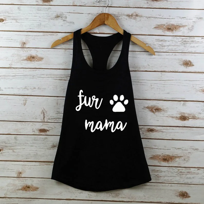 

Vest Fur Mama Dog Mom Workout Tank Top Good Vibes Letter Summer HighQuality Fashion Cotton Funny Casual Sleeveless Tee