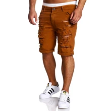 Горячая Распродажа мужские джинсовые шорты персонализированные рваные отверстия повседневные летние джинсовые мужские трусы masculino