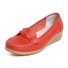 Повседневная женская обувь на плоской подошве для приятная дышащая Разделение кожа мать Обувь мягкие Лоферы без застежки Мокасины Размеры 25–61 p8d11