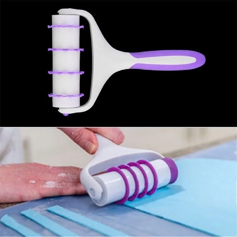 Cake Tools Fondant Strip Ribbon Cutter Sugar Craft Tool Cake Rolling Pin Embosser Rolled Set
