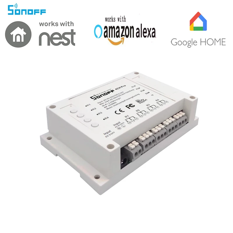 

SONOFF 4CH Pro R2 4 Channel 433MHz 2.4G WIFI Smart Switch For Smart Home Automation Module Controller Works With Alexa
