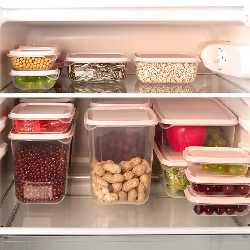1 set of 17 PCS Kitchen Storage Box Sealing Food Preservation Plastic Fresh Pot Container Storage Boxes #3m18 (1)