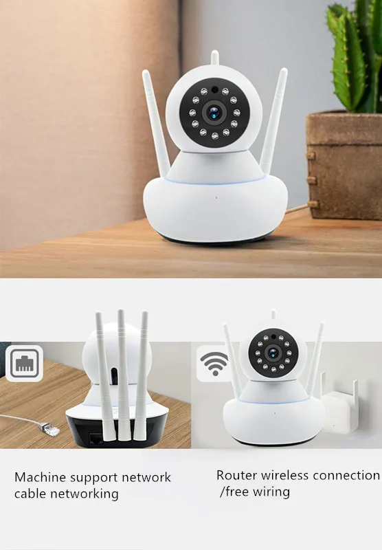 detection alarm smart camera with 64G TF card 1080P HD IP Security Camera Indoor Surveillance System infrared night vision