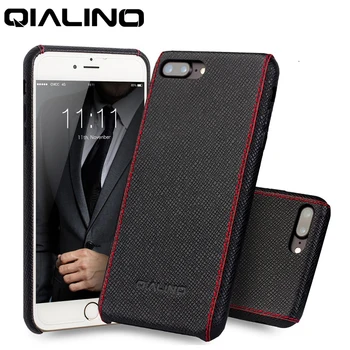 

QIALINO Genuine Leather Case for iPhone 8 7 6 6s Plus Apple Luxury Hand Stitching Cell Phone Cover 7Plus 8Plus Hard Back Shell