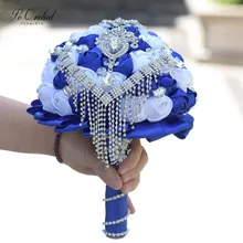 Брошь с бриллиантами PEORCHID, свадебный букет, искусственный, созданный вручную, для подружки невесты, держащих цветы, кристалл, королевский синий, свадебные букеты