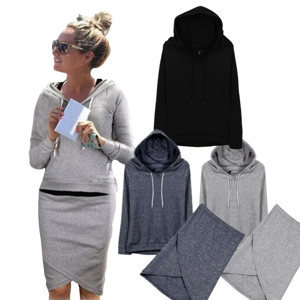 

2017 New Listing Autum Clothing for women Plus Size Women's Long Sleeve Hoodies Sweatshirts+Skirts Sets Casual Suit Tracksuits