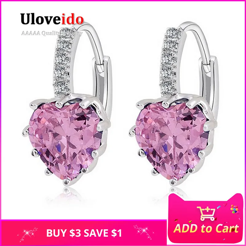 

US STOCK Uloveido Long Crystal Earrings for Women Fashionable Pink Stone Hanging Earings Gifts for Christmas Bague Femme BME131