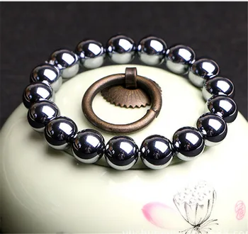 

Genuine Natural Terahertz Wave Gems Bracelet For Women Men Gift Powerful Stretch Round Bead Bracelets 6mm 8mm 10mm AAAAA