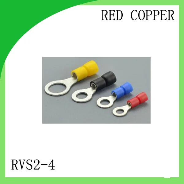 Высокая quailty красная медь 1000 шт. RVS2-4 Прессуемый холодным способом разъем подходит для 16AWG-14AWG кабельный наконечник