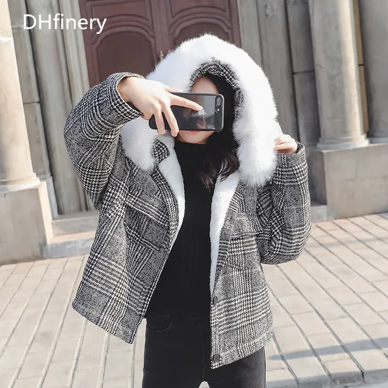 

winter jacket women Black and white plaid coat for bust 124-156CM European and American coat plus size XL-5XL B1185