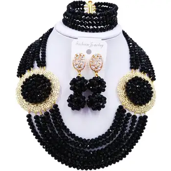 

Widely Popular Black Crystal Anniversary Gift Women Beads Necklace Earrings Sets 6C-SPH-03