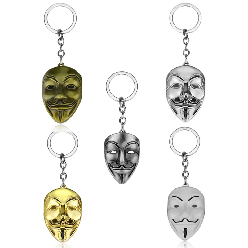 

V for Vendetta Keychain Anonymous Mask Key Ring Movie Trinket Metal Pendant Key Chains Jewelry Gift