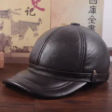 Мужская шляпа из натуральной кожи для взрослых, бейсбольная кепка из воловьей кожи, Регулируемая Кепка, B-7290